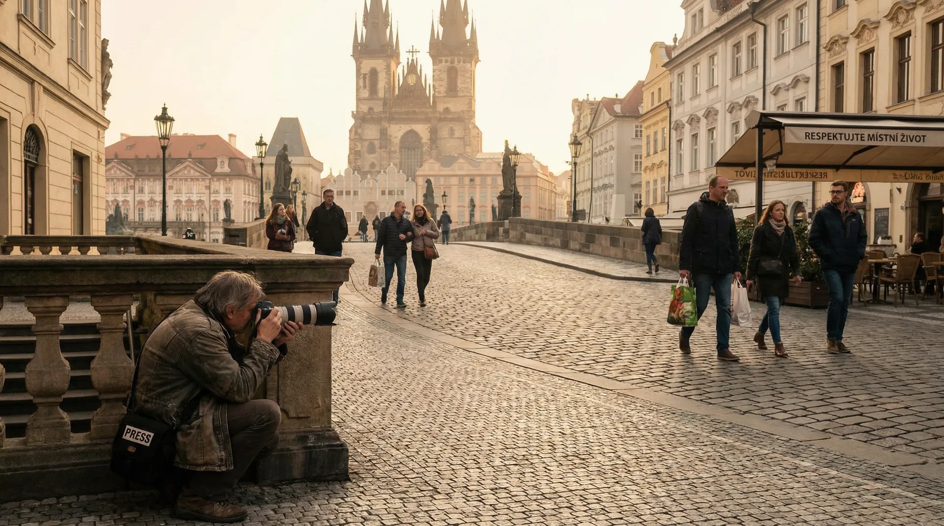街头摄影师保持距离拍摄布拉格街景 - 捷克搭讪 拍摄伦理